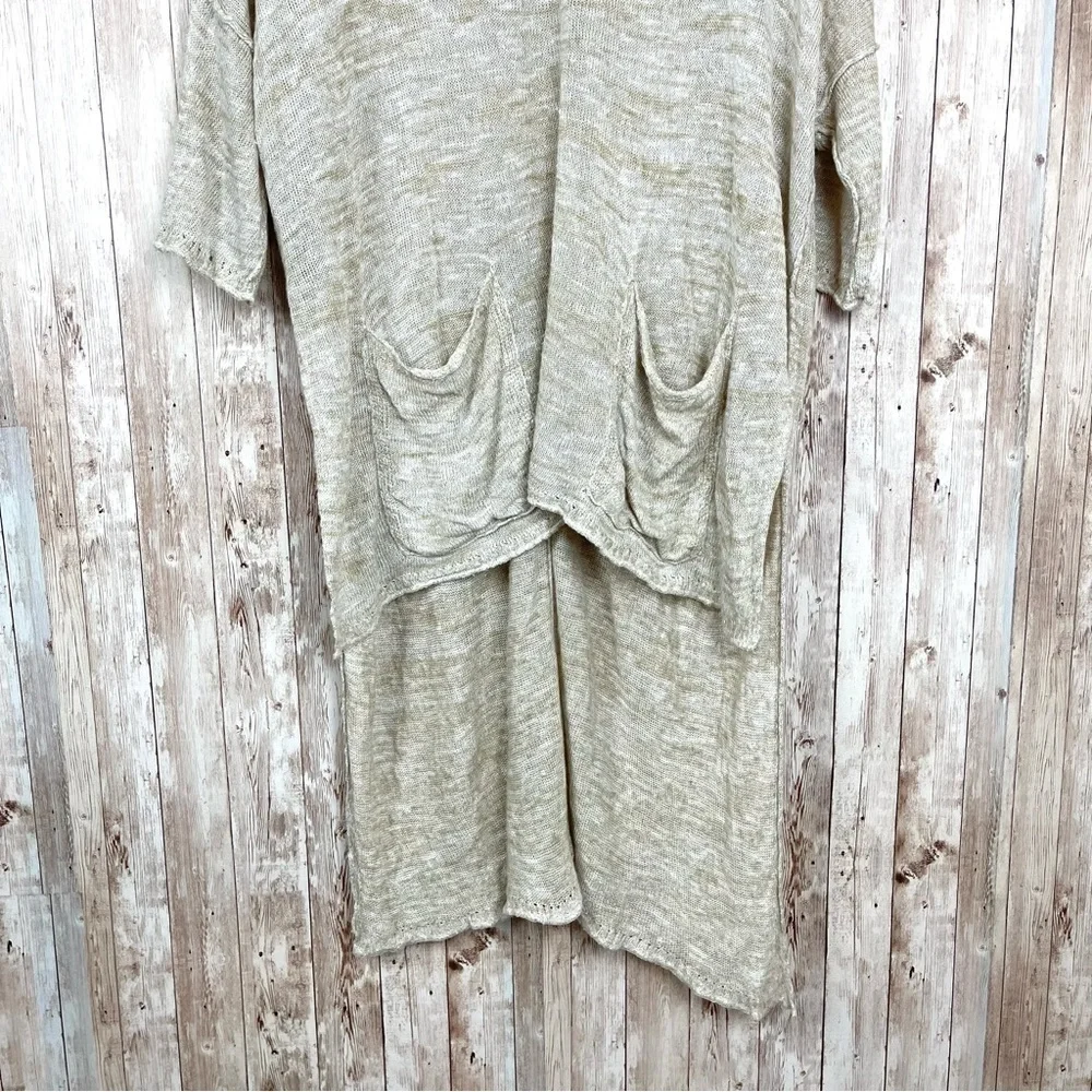 Free People High Low Melange Knit Linen Blend‎ Lightweight Sweater Size Medium